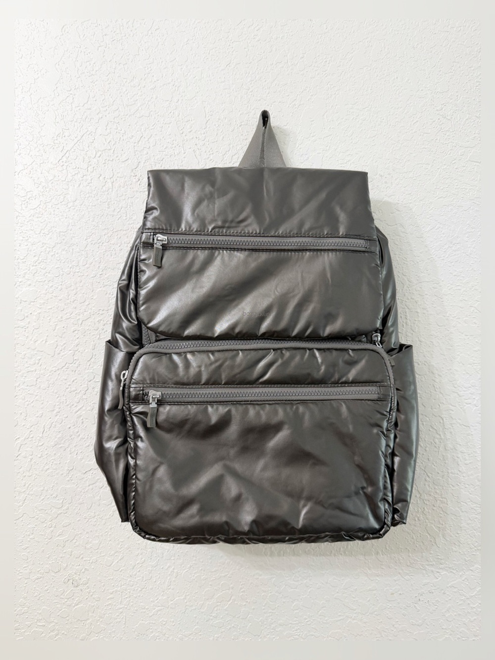 NWOT - Baggallini Go To Laptop Flap Backpack in Gunmetal Puff